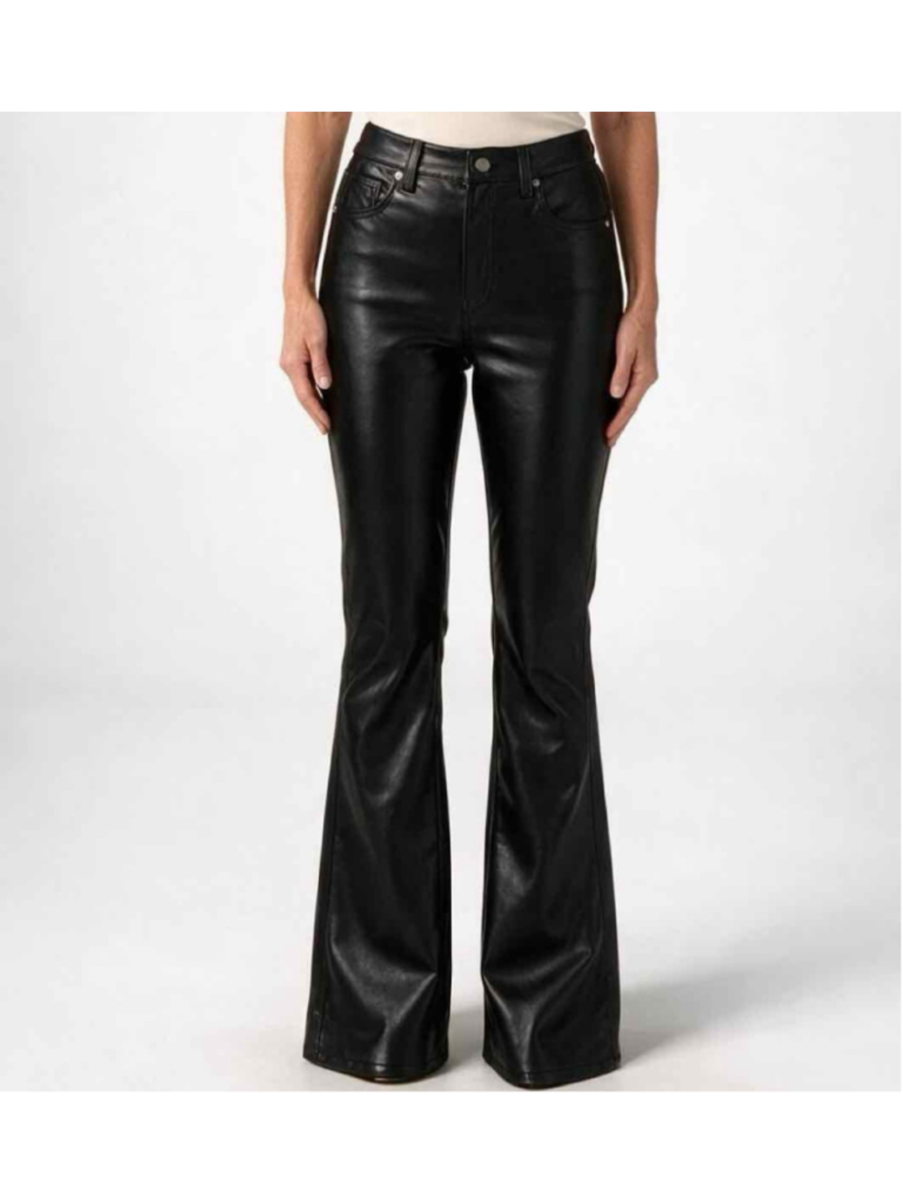 Veronica Beard Beverly Vegan Leather High-Rise Skinny Flare Black NWT Sz 28
